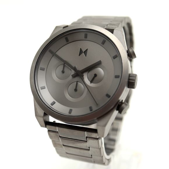 MVMT Element Chrono Mens Gunmetal 44mm Watch Steel Chronograph w New Battery